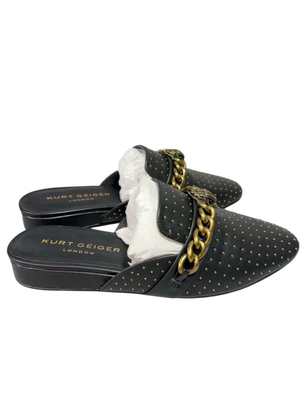 Kurt Geiger AW21 Black Leather Chelsea Mini Stud Mules